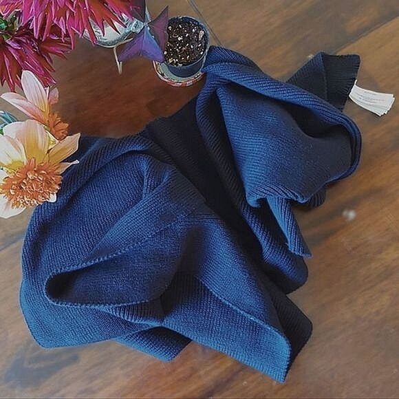 Vtg black rib knit rectangle scarf - Picture 3 of 7